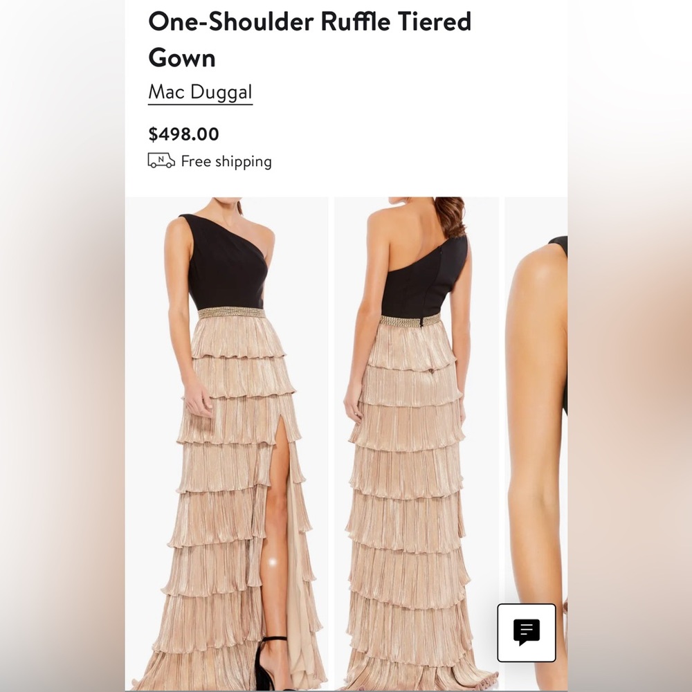 Mac Duggal size 10 one shoulder ruffle tiered gown